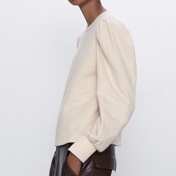 ZARA SOFT TOUCH BALLOON SLEEVE SWEATER - Picture 9 of 12